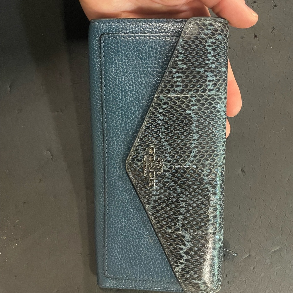 Blue and Snake Print Coach Wallet